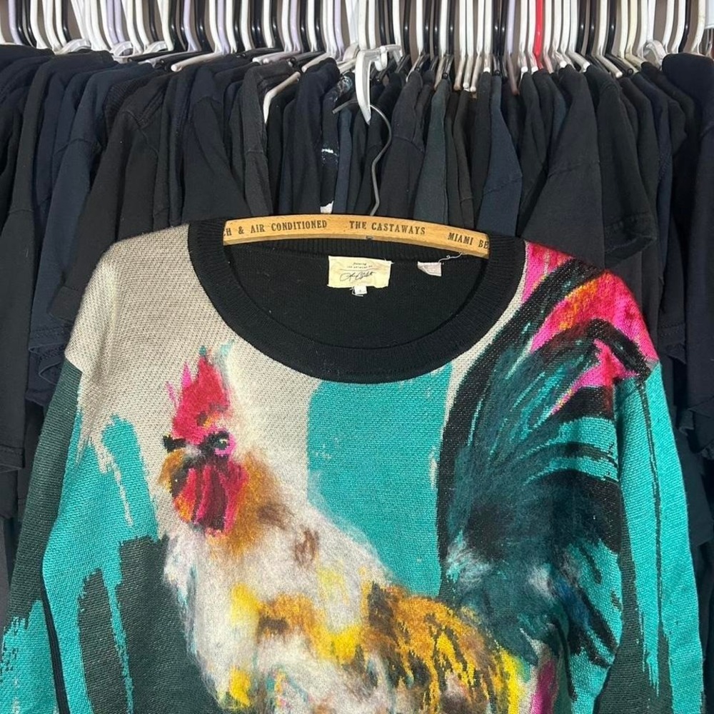 Anthropologie expensive mall brand Miami Rooster sweater in multi-coloured SizeS